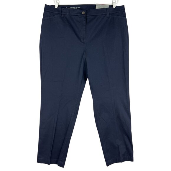 Talbots Womens Stretch Straight Leg Curvy Blue Chino Pants Plus 18 NWT High Rise - Picture 1 of 11